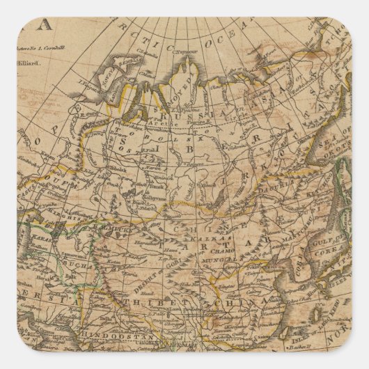 Asien 24 quadratischer aufkleber (Vorderseite)