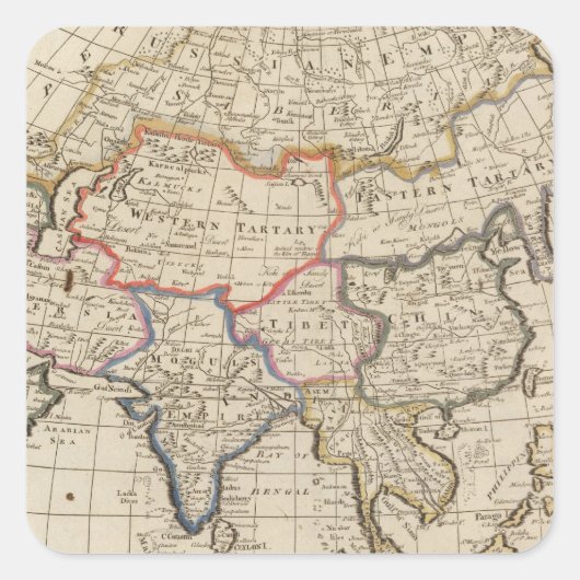 Asien 26 quadratischer aufkleber (Vorderseite)