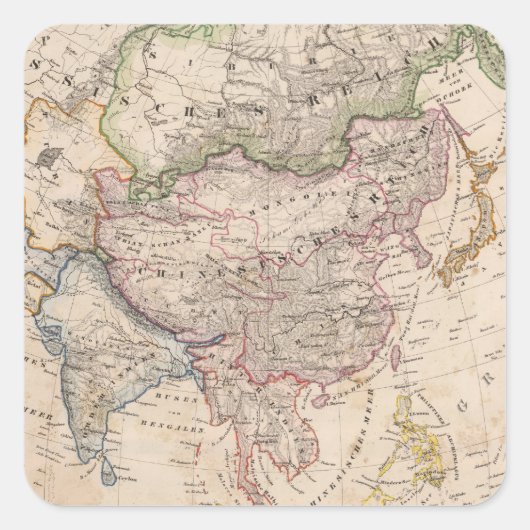 Asien 27 quadratischer aufkleber (Vorderseite)