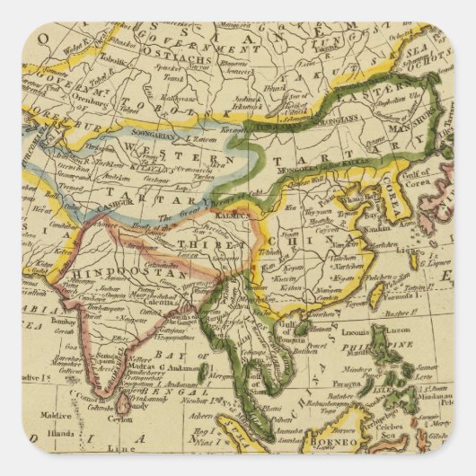 Asien 27 quadratischer aufkleber (Vorderseite)
