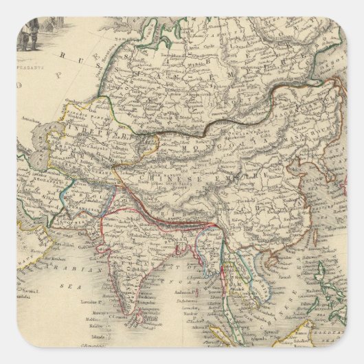 Asien 31 quadratischer aufkleber (Vorderseite)