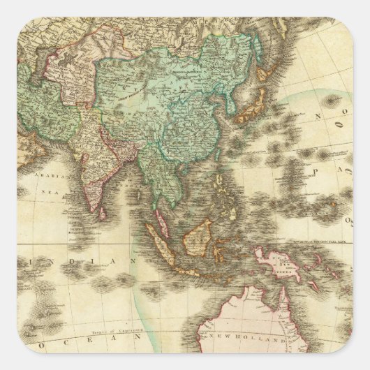 Asien 32 quadratischer aufkleber (Vorderseite)