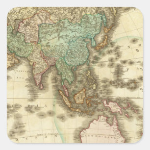 Asien 32 quadratischer aufkleber