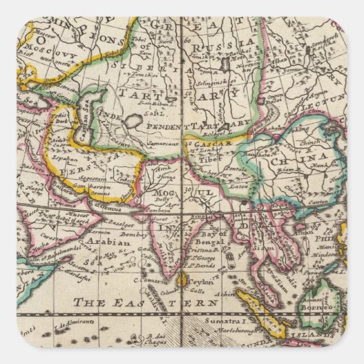 Asien 32 quadratischer aufkleber (Vorderseite)