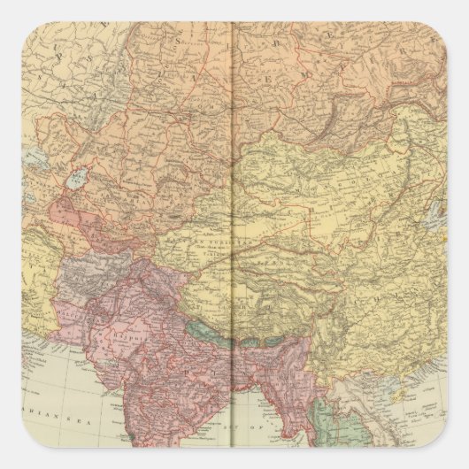 Asien 34 quadratischer aufkleber (Vorderseite)