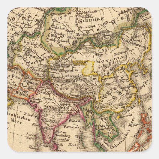 Asien 3 quadratischer aufkleber (Vorderseite)