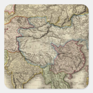 Asien 6 quadratischer aufkleber