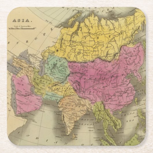 Asien 8 rechteckiger pappuntersetzer (Vorderseite)