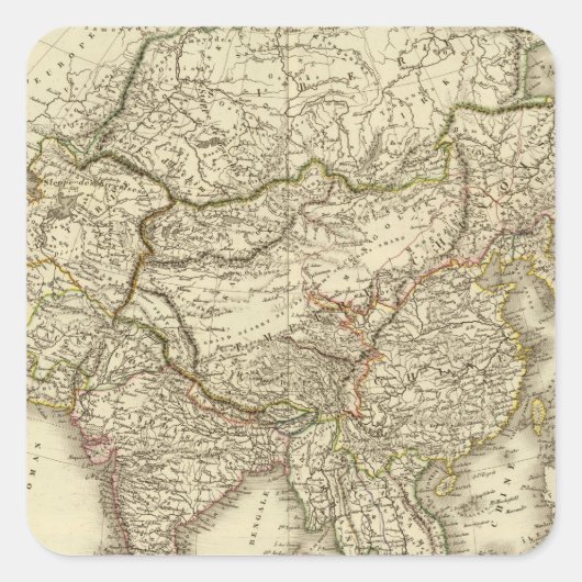 Asien 9 quadratischer aufkleber (Vorderseite)