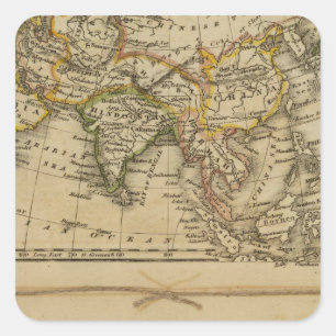 Asien, Afrika Quadratischer Aufkleber