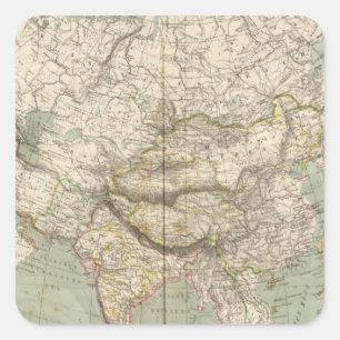 Asien-Atlas-Karte, die politische Abteilungen Quadratischer Aufkleber