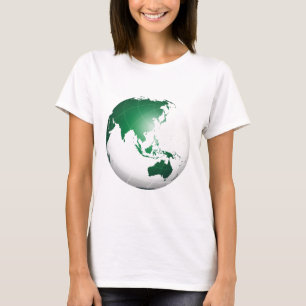 Asien Australien Ozeanien Grüner Globus T-Shirt