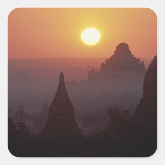 Asien, Birma, (Myanmar), Heide (Bagan) Der Tempel Quadratischer Aufkleber (Vorderseite)