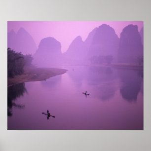 Asien, China, Guanxi, Yangshou. Handwerksfischer Poster