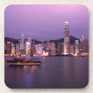 Asien, China, Hongkong, City-Skyline und Getränkeuntersetzer