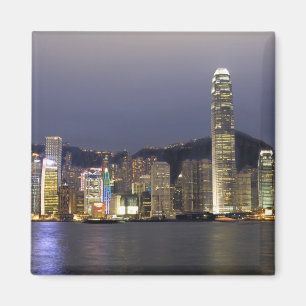Asien, China, Hongkong, Stadt-Silhouette und 2 Magnet