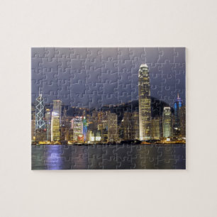 Asien, China, Hongkong, Stadt-Skyline und 2 Puzzle