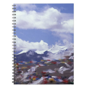 Asien, China, Tibet, Tangla-Pass. Gebetsfahnen, Notizblock