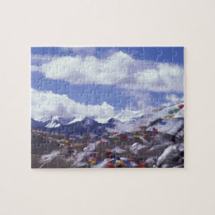 Asien, China, Tibet, Tangla-Pass. Gebetsfahnen, Puzzle