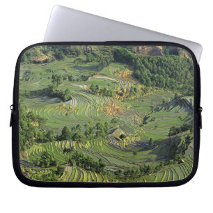 Asien, China, Yunnan, Yuanyang. Muster von Grün 2 Laptopschutzhülle