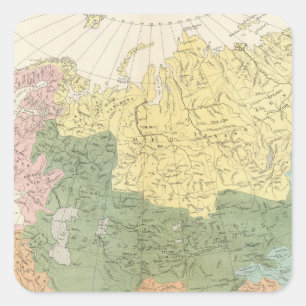 Asien, Europa und Flusssysteme Quadratischer Aufkleber