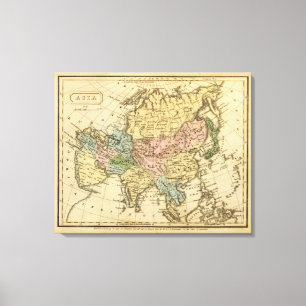 Asien-Handfarbiger Atlas-Karte 2 Leinwanddruck