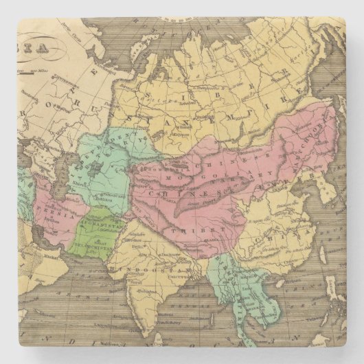 Asien-Handfarbiger Atlas-Karte 2 Steinuntersetzer (Vorderseite)