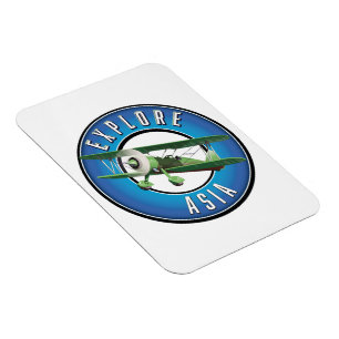 Asien im Vintage-Stil erkunden Logo Magnet