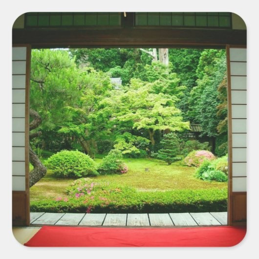 Asien, Japan, Kyoto. Zen Garden 2 Quadratischer Aufkleber (Vorderseite)