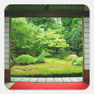 Asien, Japan, Kyoto. Zen-Garten 2 Quadratischer Aufkleber