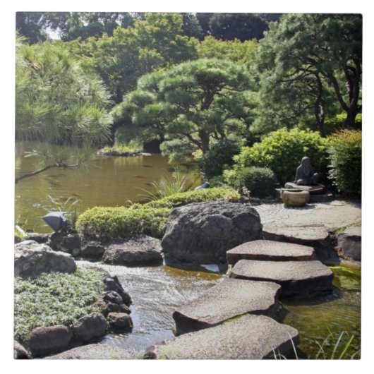 Asien, Japan, Tokio. Der Japanische Garten Fliese (Vorderseite)