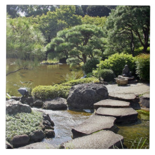 Asien, Japan, Tokio. Der japanische Garten im Fliese