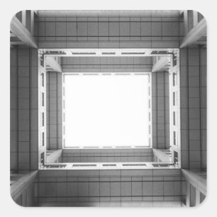 Asien, Japan, Tokio. Fuji TV-Gebäude, aufblickend Quadratischer Aufkleber
