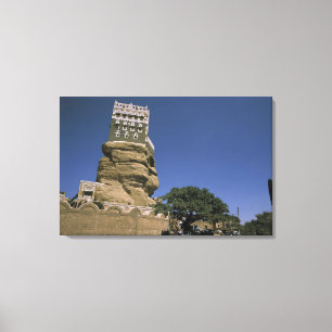 Asien, Jemen, Wadi Dhar. Felsenpalast oder Dar Al Leinwanddruck