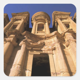 Asien, Jordanien, Petra. El Deir, Das Kloster. Quadratischer Aufkleber