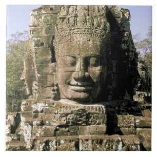 Asien, Kambodscha, Siem Reap. Angkor Thom, Köpfe Fliese