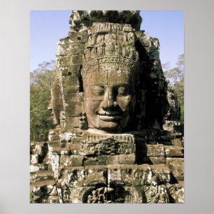 Asien, Kambodscha, Siem Reap. Angkor Thom, Köpfe Poster