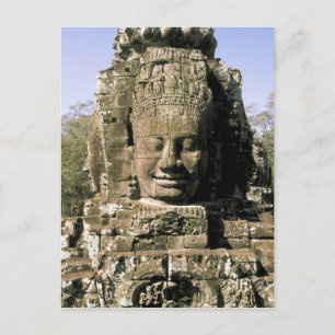 Asien, Kambodscha, Siem Reap. Angkor Thom, Köpfe Postkarte