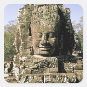 Asien, Kambodscha, Siem Reap. Angkor Thom, Leiter Quadratischer Aufkleber
