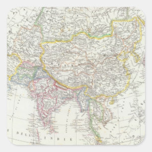 Asien-Karte Quadratischer Aufkleber