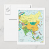 Asien - Kontinentalkarte Postkarte (Vorne/Hinten)