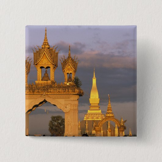 Asien, Laos, Vientiane. Der Luang-Tempel. Button (Vorderseite)
