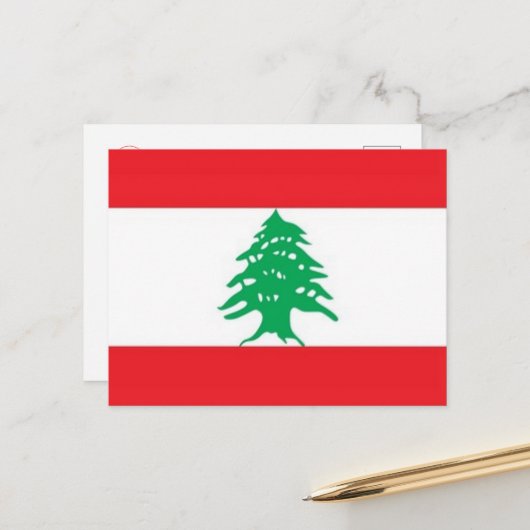 Asien - Libanon - Flagge - Postkarte (Vorderseite/Rückseite Beispiel)