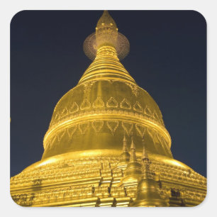 Asien, Mayanmar, Yangon, buddhistischer Tempel in Quadratischer Aufkleber