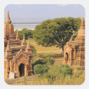 Asien, Myanmar (Birma), Bagan (Heide). Verschieden Quadratischer Aufkleber