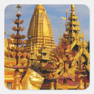Asien, Myanmar (Burma), Bagan (Pagan). Die Shwe 3 Quadratischer Aufkleber