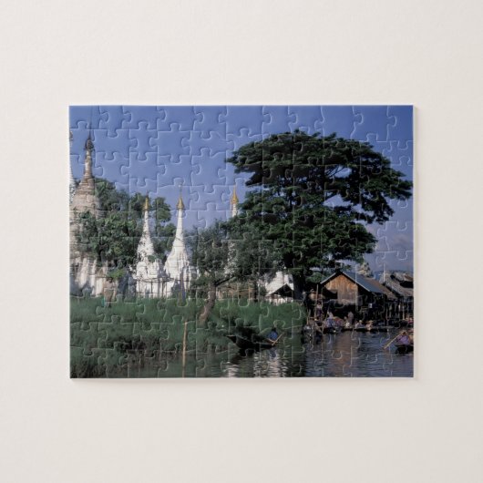 Asien, Myanmar, Inle Lake. Ein freier Markt. Puzzle (Horizontal)