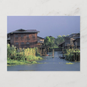 Asien, Myanmar, Inle-See. Ein schwimmendes Dorf au Postkarte