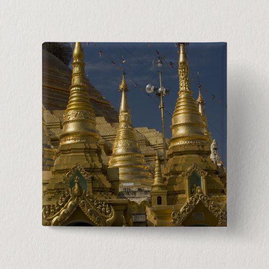 Asien, Myanmar, Rangun. Golden stupa von Shwedagon Button (Vorderseite)