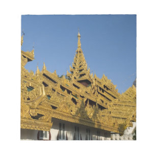 Asien, Myanmar, Yangon. Goldene Stupa von Shwedago Notizblock